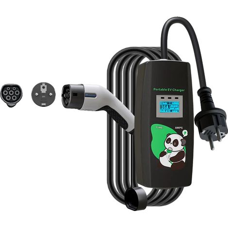 Chargeur de Véhicule Électrique, Courant Ajustable 16A, Câble TPU de 5m, 3.5kw 16A 1Phase, TYPE2 (1/2)