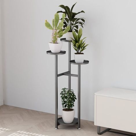 Porte Plantes en Etagère Fleurs Decoratif pour Jardin Terrasse Chambre - 4 Niveaux,30x25x100cm,noir (1/5)