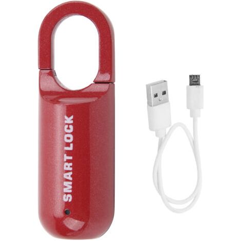 Serrure à empreintes digitales, antivol, sécurité, cadenas à empreintes digitales, Rechargeable par USB, pour étui à bagages (rouge) (1/5)
