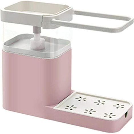 Seifenspender fürs Waschbecken – Spülmittel-Schwammspender mit Handpumpe – Organizer für Küchen- oder Badezimmerwaschbecken – Rosa Kunststoffbox – Fei Yu (1/5)