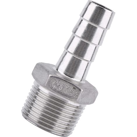 Raccord de tuyau mâle en acier inoxydable, embout cannelé (3/4" x 15 mm) (1/5)