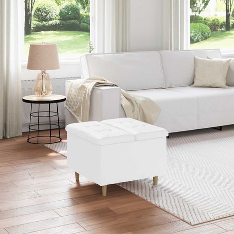 vidaXL Storage Ottoman with Cushion White 60 x 60 x 45 cm Faux leather