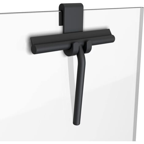 QORVA-Grattoir de douche, essuie-glace, grattoir de nettoyage de vitres avec crochet, noir