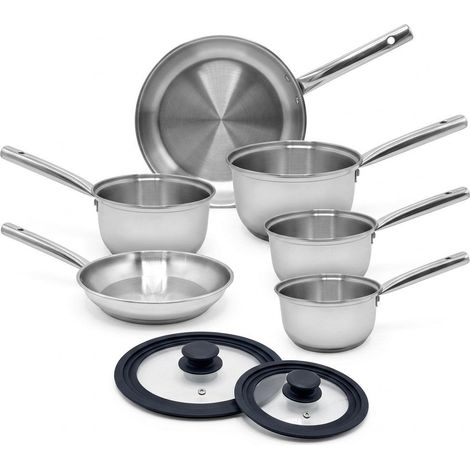 Lot de 4 casseroles 16/18/20/22 cm et 2 poêles en inox 20/24 cm avec couvercles Fackelmann Rhona (1/5)