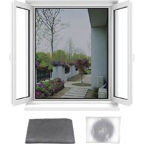 Zanzariera per finestra con nastro biadesivo 130x150 cm - Zanzariera a misura - Colore Grigio (1/5)