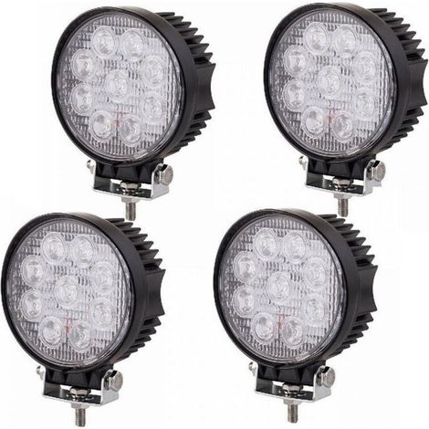 Lot De 4 Phares Led 27 W Pour Voiture, Camion, Jeep, Suv, 12 V, 24 V