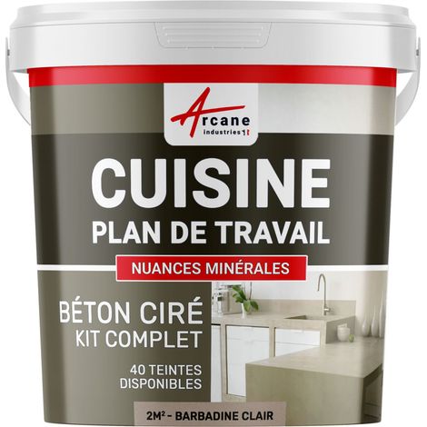 Arcane Industries – Kit complet béton ciré 2 m² – Haute adhérence pour surfaces poreuses – Finition ultra résistante – Imperméable pour cuisines et salles de bains