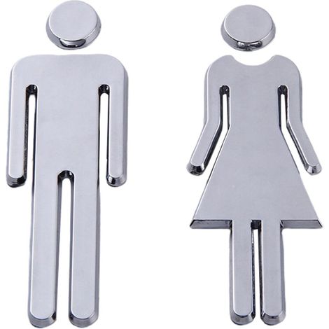 Plaque WC Homme et Femme ABS+Metal 200x65x5mm Argent, Bronze, Doré Paire de Stickers Adhésifs (1/5)