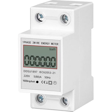 Compteur d'Électricité Monophasé Multifonction sur Rail DIN, Moniteur Consommation Énergétique avec Écran LCD, Précision Élevée pour Maison et Appartemen (1/5)