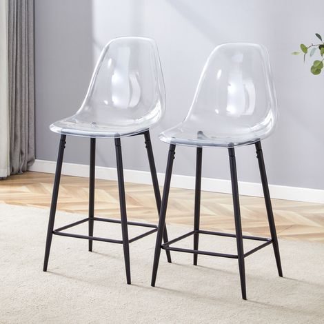 Set de 2 taburetes de bar transparentes con patas de metal negro DESVIAE (1/5)