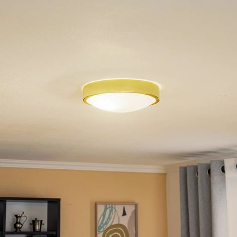 [NEUWERTIG] B-Ware Deckenleuchte Jaris Deckenlampe Glas Leuchte Lampe Gold Dimmbar E27 Led ø 26 Cm