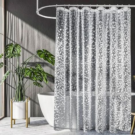 Rideau de Douche Anti-Moisissure à Séchage Rapide - Imperméable pour Baignoire, Espace Confortable, Motif de Galets, 180 x 200cm (1/5)
