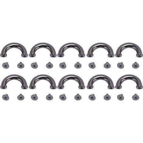 10 jeux de boucles de connexion en U couleur canon de fusil 16,5 x 11 x 6 mm, boucles de pont en arc, vis croisées en fer de 5,5 mm