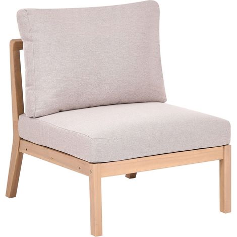 Modulo monoposto senza braccioli in tessuto e legno di Acacia monoposto imbottito con cuscino marrone chiaro/beige Rivello (1/5)