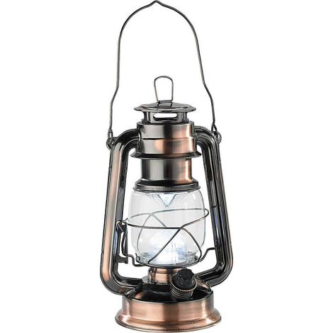Sturmlaterne aus bronzefarbenem Metall, mit 14 dimmbaren, warmweißen LEDs (1/3)