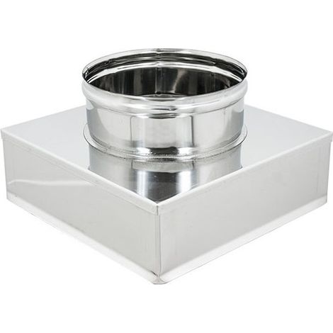 Riduzione inox aisi 304 da base quadra 250x250mm a tonda f variabile, diametro 180mm (1/3)