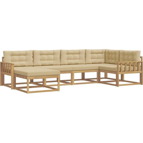 Outdoor Sofa Set with Cushion 5 pcs White and Beige Polyester vidaXL (1/5)