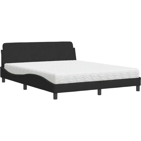 Bett mit Matratze Schwarz 160x200 cm Samt vidaXL148656 (1/5)