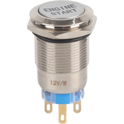 AIPERQ Jeffergarden Bouton poussoir de démarrage de moteur de voiture, étanche 12V, interrupteur d'allumage, démarreur, argent, acier inoxydable (1/4)