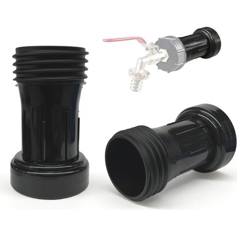 Lot de 2 adaptateurs IBC S60x6 - Rallonge pour réservoir IBC, filetage puissant en PE avec joint, pour réservoirs d'eau de pluie et systèmes d'eau de jardin. (1/5)