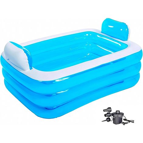 Baignoire gonflable pour adultes pour 2 personnes, baignoire gonflable autonome avec fonction pliable et portable pour spa pour adultes, piscine pliante universelle intérieure et extérieure avec pompe