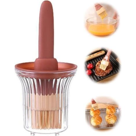 (Red and transparent) Silicone Oil Brush - Kitchen - 2 in 1 - Red and Transparent - Heat Resistant - Easy to Clean (1/4)