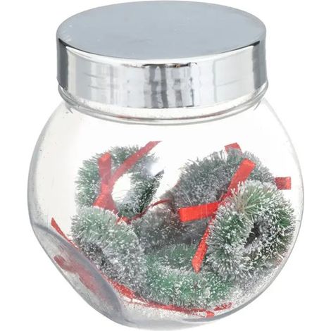 Paris Prix - Lot De 8 Couronnes Noël bocal 7cm Vert & Rouge (1/2)