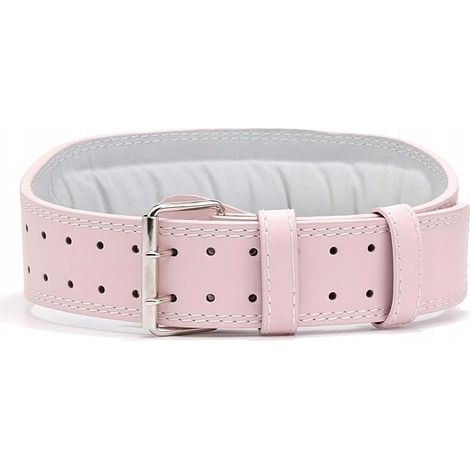 Cinturón de culturismo de cuero L/XL de 10 cm, rosa claro, doble acolchado. (1/5)