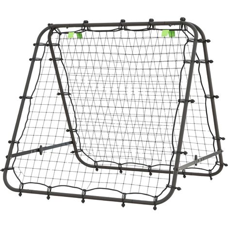 Fußball Rebounder Kickback Tor Rückprallwand Netz beidseitiger Rückprall Verstellbar in 5 Stufen für Fußball Training Stahl Schwarz 100 x 95 x 90 cm