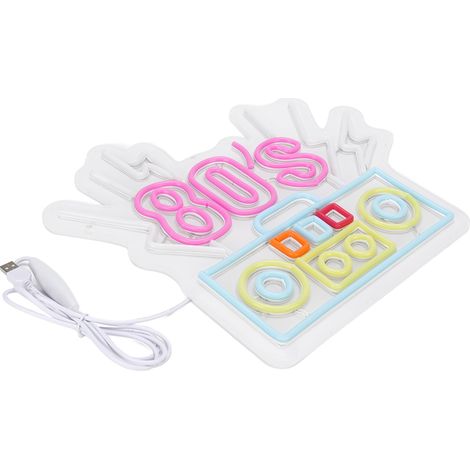 Enseigne lumineuse néon années 80, bande LED multicolore, panneau acrylique, décoration murale années 80 pour bar, fête, boutique, café (1/5)