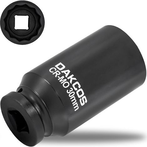 x 30mm 12-point impact socket, Cr-Mo steel, 78mm length, 1/2" drive, for universal joints (1/4)
