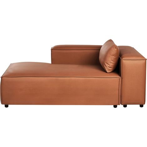 Beliani Right-Hand Chaise Longue Golden Brown Fabric Solid Modern Track, Foam Filling, Elastic Belt, Seat Height 46 cm, Holds up to 150 kg, 121 x 184 x 70 cm, 100% Polyester BRANDE