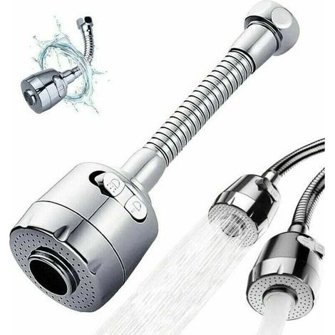 Aeratore per rubinetto, prolunga per rubinetto da cucina, aeratore per rubinetto, prolunga per soffione doccia girevole, aeratore, prolunga per rubinetto girevole a 360°, modalità schiuma e pioggia, 1 (1/4)