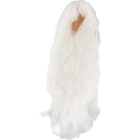 Ersatzperücke für Puppen im Maßstab 1:3, langes, gewelltes Haar aus hitzebeständiger Faser, inklusive Draht, weiß, für Puppen von 21-24 cm Größe (1/5)