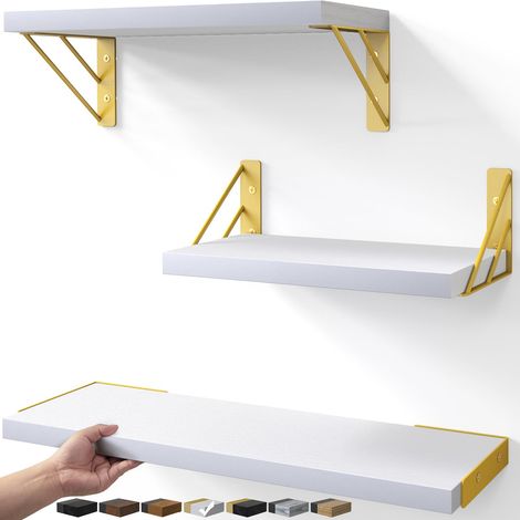 3er-Pack schwebende Wandregale für Schlafzimmerdekoration, Wohnzimmer, Küche, Aufbewahrung, rustikale schwebende Wandregale aus Holz für Kinderbücher