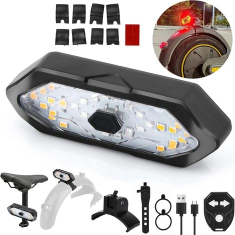 Feu Clignotant - Scooter Électrique - Montage Par Vis - LED Rouge Et Jaune - Télécommande Sans Fil - Batterie Rechargeable USB 900 mAh - Pour Modèles Ninebot Max G30 G30D E - 1 Pièce (1/5)
