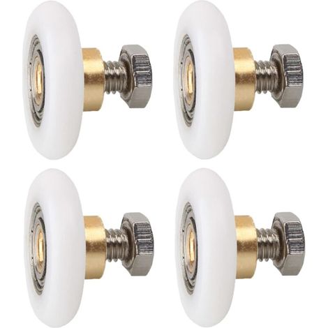 4 pièces Roulette Porte de Douche, Roues de Rechange pour Porte de Douche Roulettes de Rechange pour Porte de Douche RainuréE avec vis M4 Diamètre 23 mm (1/5)