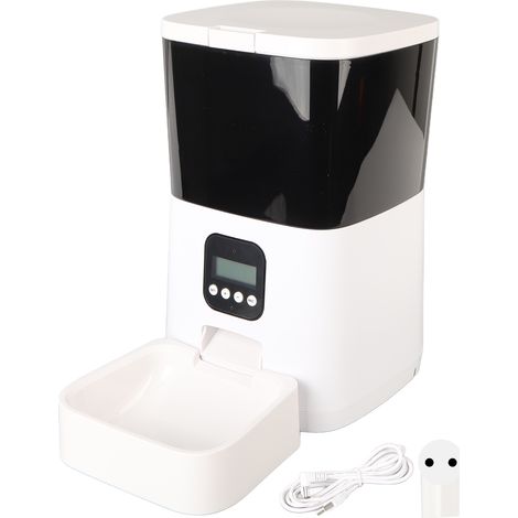 Distributeur automatique de nourriture pour animaux, 7L translucide, contrôle vocal et minuterie, distributeur de croquettes intelligent pour chat et chien, blanc, 100‑240V prise UE (1/5)