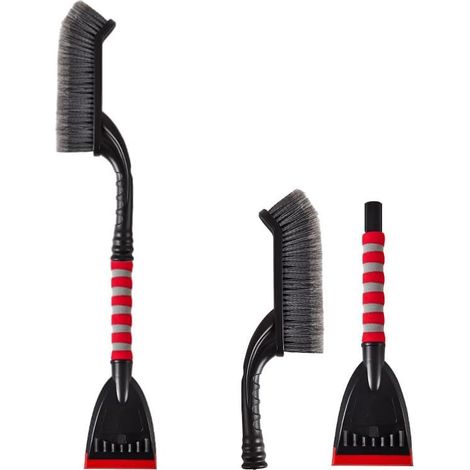 Grattoir à glace pour pare-brise , robuste, durable et efficace, brosse à neige détachable 2 en 1, outil pratique pour les situations d'urgence, rouge