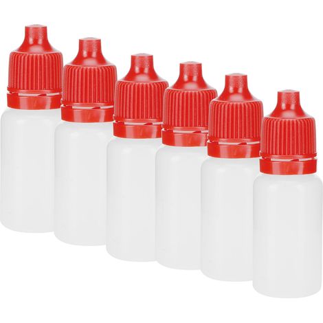 Lot de 50 flacons de 10 ml pour solution oculaire, portables et souples, vides, avec bouchon et bouchon rouge. (1/5)