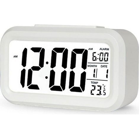 Réveil numérique avec affichage LED, température, grands chiffres LCD, écran rétroéclairé, fonction snooze, capteur de luminosité intelligent (1/5)