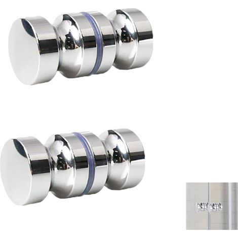 Porte de Douche Ronde Bouton,2 Pièces Poignée Porte Douche,de Poignéesde Porte de Douche Rondes en Verre Chromé,Bouton De Porte De Douche,pour Salle de Bain Cuisine Maison Bureau Hôtel (1/5)