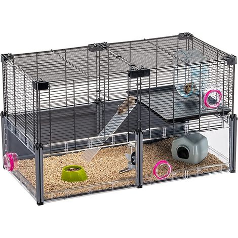 FERPLAST - Gabbia per criceti grande - Gabbia per topolini - Rete metallica - con accessori - Modulare - Multipla Hamster, 72,5 x 37,5 x h 42 CM (1/4)
