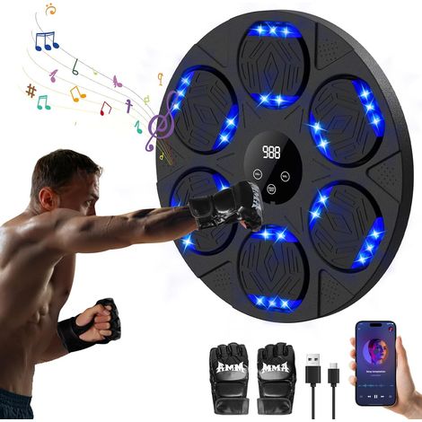 Machine Boxe Musicale Adulte, Music Boxing Machine avec Gants De Boxe, LED Boxe Mural Musique avec Bluetooth, Intelligente Beatpunch Boxe, Comptage Intelligent, pour Adultes Et Enfants (1/5)