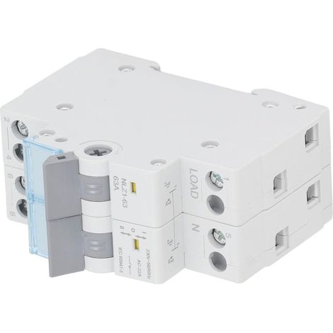 230VAC 63A Dual Power Manual Transfer Switch, 2P Single Side Locking Circuit Breaker for DIN Rail Mount 35mm (1/5)