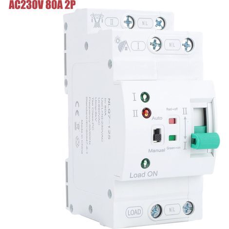 Commutateur de Transfert Automatique 80A Rail DIN ATS à Double Alimentation, Sélecteurs électriques AC230V (2P) (1/5)