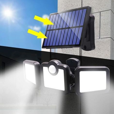 Lampe Solaire Exterieur Detecteur de Mouvement 171 LED Lumiere Solaire avec Telecommande, IP65 Etanche Luminaire 3 Modes éclairage pour Jardin, Garage, Carport, Terrasse, Maison (1/4)