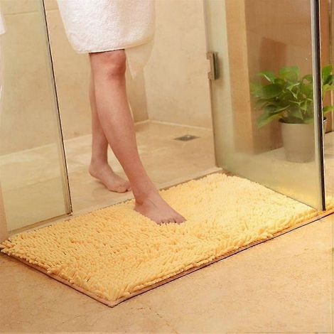 Tapis de salle de bain, tapis de salle de bain en chenille, tapis de bain lavable en machine, tapis absorbant à séchage rapide (1/5)