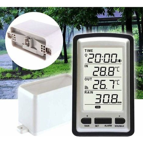 Pluviomètre électronique,Pluviomètre sans fil Portable Haute Précision Radio Contrôlé Numérique Pluviomètre Outil de Mesure (1/5)