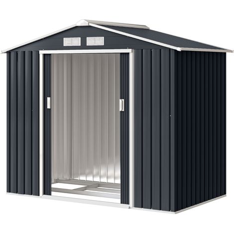 Abri de jardin 2,77 m² – Abri à outils sur fondations – Abri avec porte verrouillable – Tôle d'acier grise